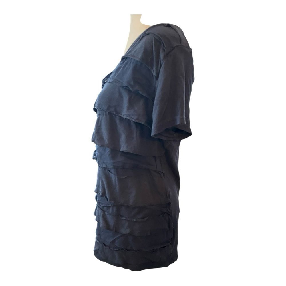 Merona Navy Ruffled Short Sleeve‎ Top - Picture 3 of 6